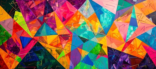 Kaleidoscope of triangle, Abstract background with various eye pleasing shades, abstract landscape 
