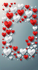 red hearts on white background