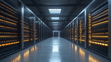 Fototapeta premium Modern Data Center Corridor