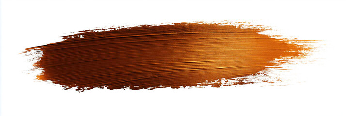 bright brown brush stroke of paint on white background