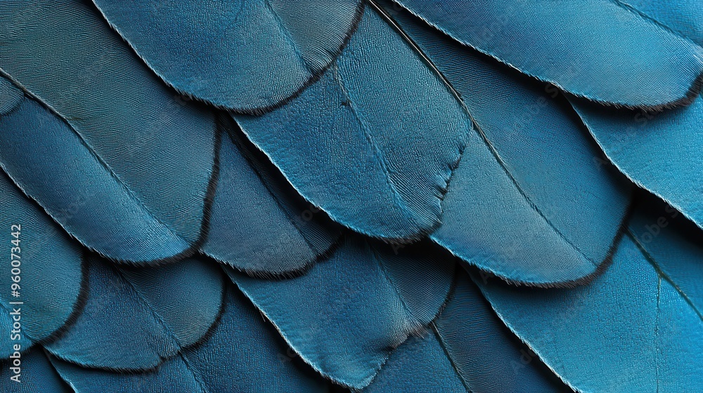 Aufkleber an artistically captured close-up of overlapping blue feather textures, displaying the harmonious an