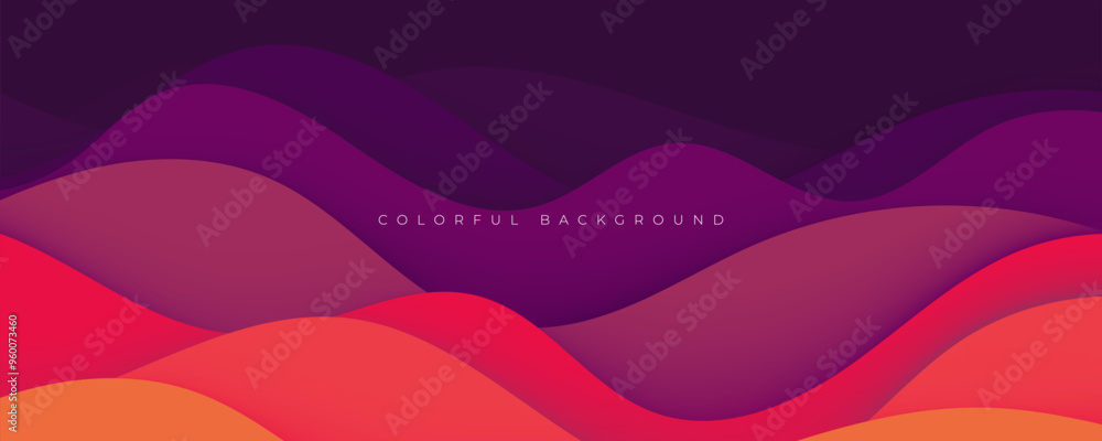 Poster colorful abstract lines shape on layers background orange and purple gradient design vector