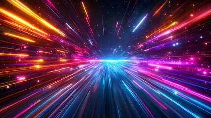 Naklejka premium Abstract Neon Lights Glowing Lines Futuristic Background