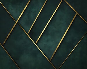 Royal green wallpaper with golden shiny lines around shapes. 