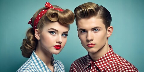 Obraz premium Two teenagers in a 50s look.