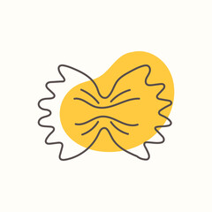 Italian Farfalle pasta. Traditions of Italian cuisine. Bow tie shaped pasta. Perfect for menu design, packaging, etc. 