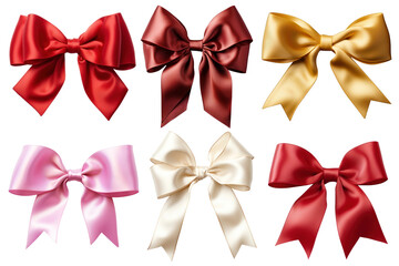 PNG Satin ribbon bow  element set, transparent background