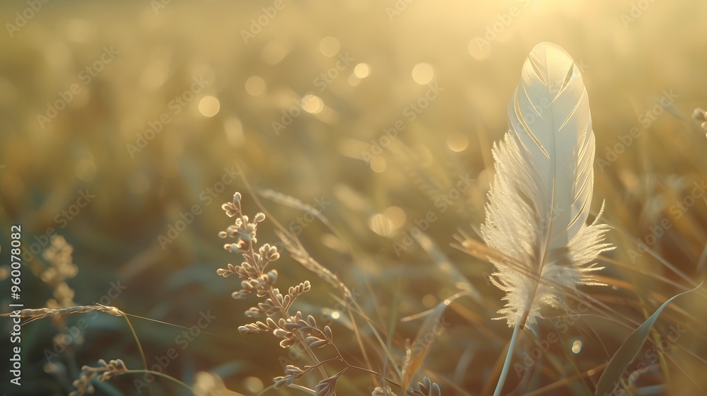 Aufkleber a feather swaying gently in a soft breeze ai generated