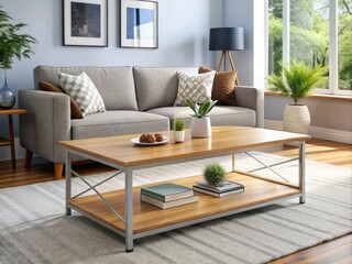 Elegant living room coffee table features a spacious tabletop and modern design at an affordable price point under