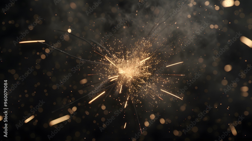 Poster a minimal depiction of a slowexploding firework in a night sky ai generated