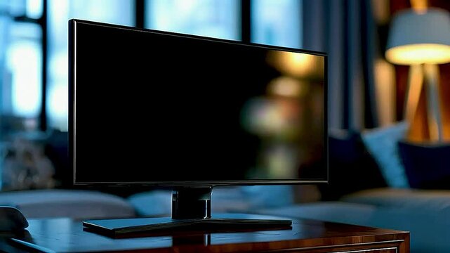 a flat screen TV  on  a table