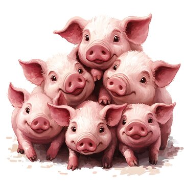 recommend clip art: pile pig Realistic Clipart, pig isolated on white background