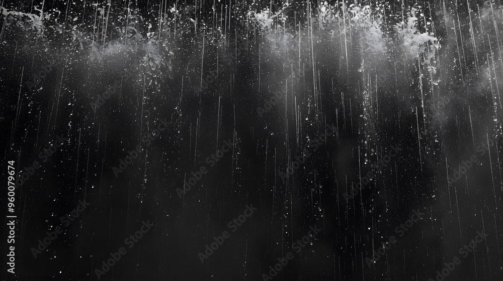 Poster a minimalist representation of slowmotion rain against a window ai generated