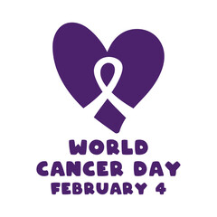 World Cancer Day. February 4. White background. Flat design vector.