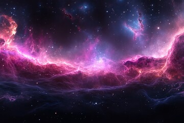 Obraz premium Vibrant cosmic scene depicting colorful nebula and stars in an expansive universe. Perfect for space-themed projects.
