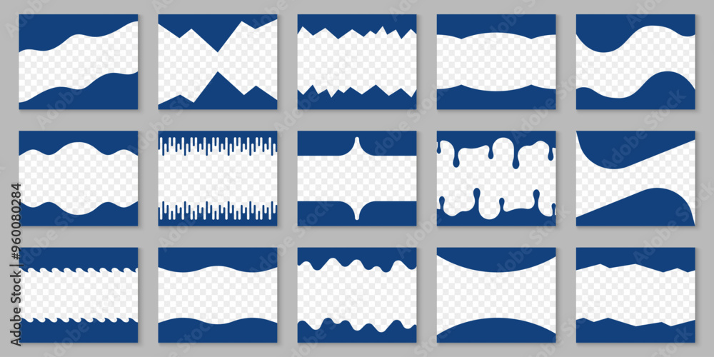 Poster website divider shape pack. abstract design elements for top and bottom of web pages. collection of 