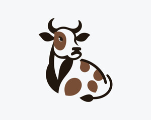 cow cartoon vector isolated on white