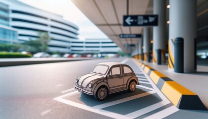 Fototapeta premium origami turtle car in the carpark