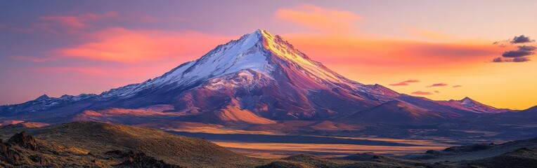 Fototapeta premium Majestic Mountain Peak at Sunset in Glowing Colors