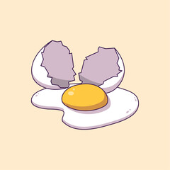 Spilled Egg with shell vector Illustration