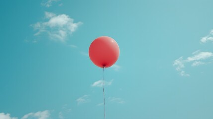 A red balloon aimlessly floating in a crisp blue sky   AI generated illustration