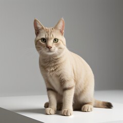 Obraz premium Adorable Tabby Cat Sitting on White Background