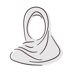 Hijab line icon on white background. Line design vector.