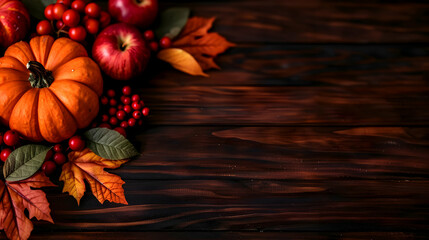 Festive Autumn Pumpkin Leaf And Fruit Border