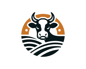 Cow logo vector. Colorful cow head logo. Animal farm. Cow icon. Dairy product symbol vector illustration.