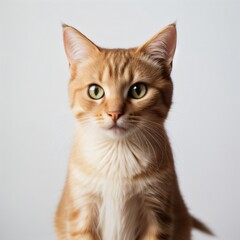 Obraz premium Adorable Tabby Cat Sitting on White Background