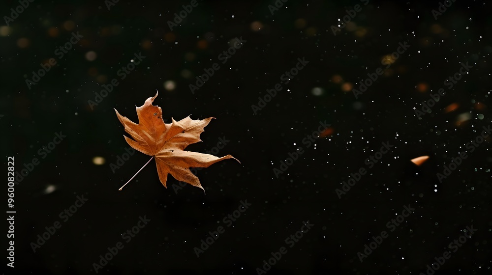 Poster a single leaf falling from a tree captured in high speed ai generated illustration