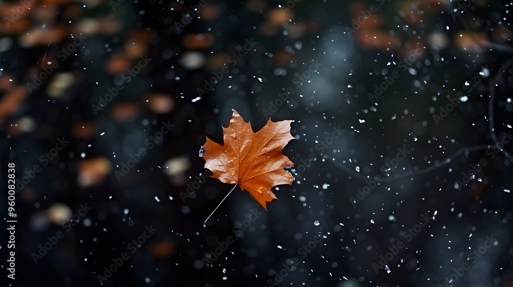 Poster a single leaf falling from a tree captured in high speed ai generated illustration