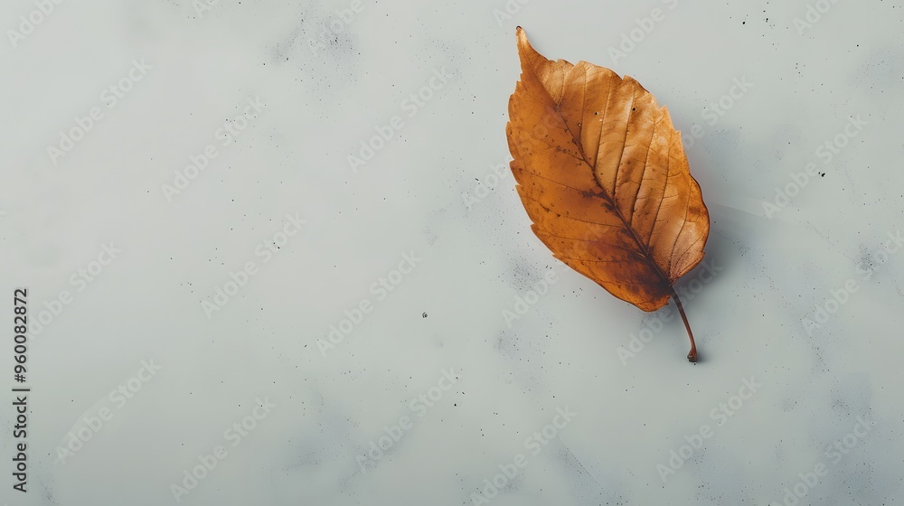 Poster a single leaf gradually decaying on a minimalistic background ai generated illustration