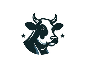 Cow logo vector.  Cow head logo. Animal farm. Cow icon. Dairy product symbol vector illustration.