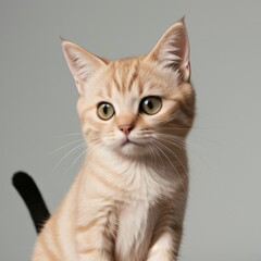 Obraz premium Adorable Tabby Cat Sitting on White Background