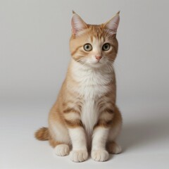 Obraz premium Adorable Tabby Cat Sitting on White Background