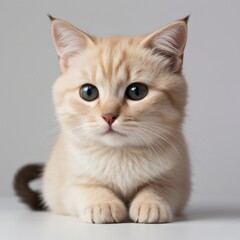 Obraz premium Adorable Tabby Cat Sitting on White Background