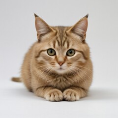 Obraz premium Adorable Tabby Cat Sitting on White Background