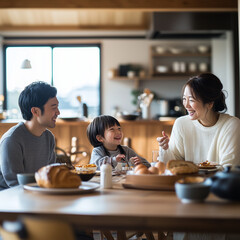 家族の朝食風景