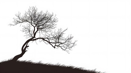 A stark simple silhouette of a slowly bending tree   AI generated illustration