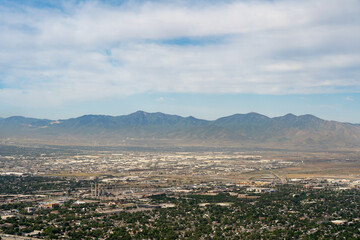 Sunny views of the Salt Lake Valley and Wasatch Range from atop Ensign Peak.