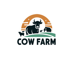 Cow logo vector. Colorful cow logo. Animal farm. Cow icon. 