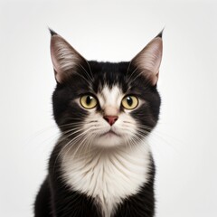 Fototapeta premium Adorable Tabby Cat Sitting on White Background