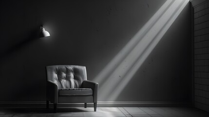 Aesthetic grayscale artwork of a minimalist room with warm lighting   AI generated illustration