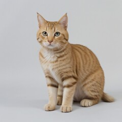 Obraz premium Adorable Tabby Cat Sitting on White Background