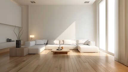 Minimalist living room with a clean and uncluttered design 