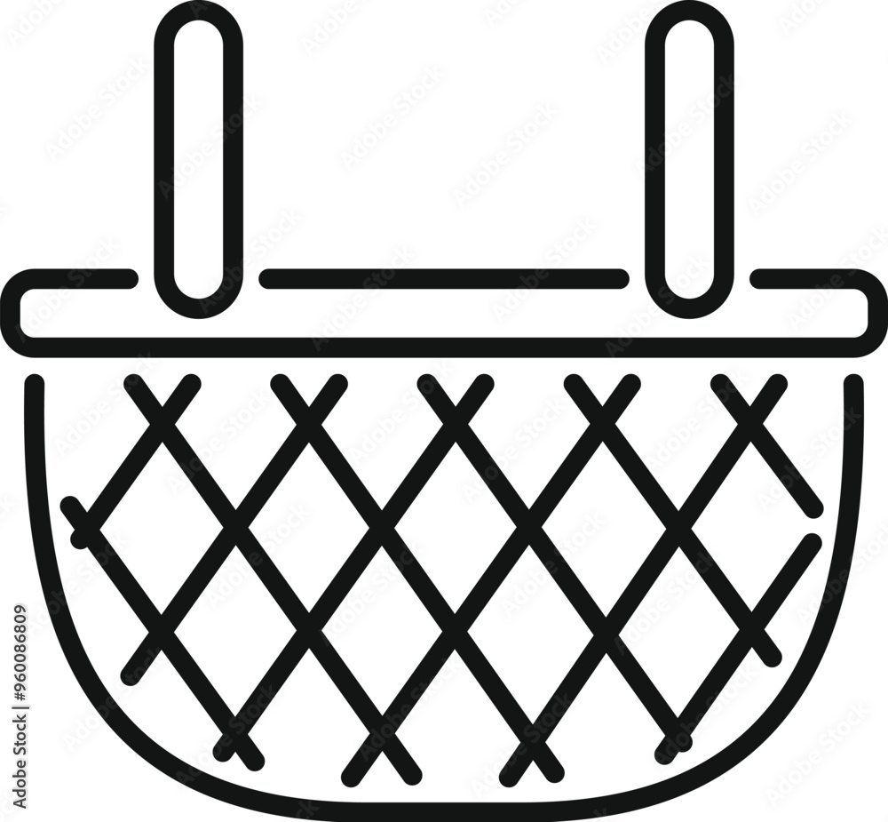 Poster this is an empty wicker basket icon with handles for picnic or shopping