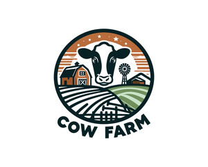 Cow logo vector. Colorful cow head logo. Animal farm. Cow icon. 