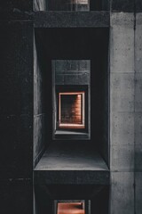 Minimalist aesthetic design of dark architecture theme focuses on shapes and patterns