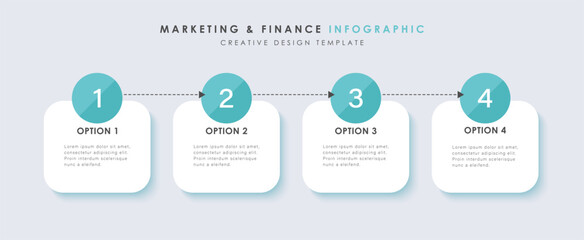 Fototapeta premium Business infographic template. 4 Step timeline journey. Infograph elements vector illustration